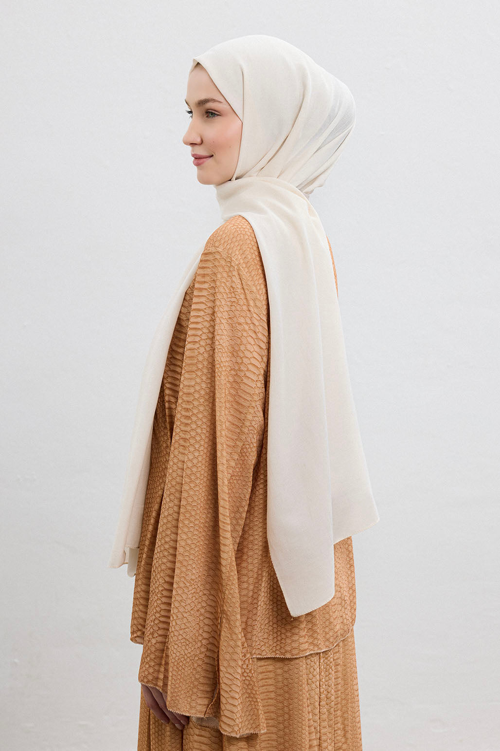 Pamuk İpek Şal Ekru