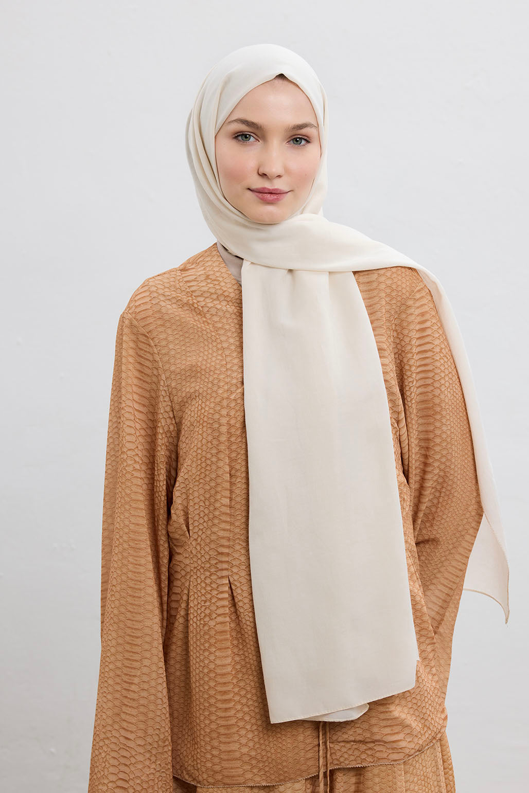 Pamuk İpek Şal Ekru