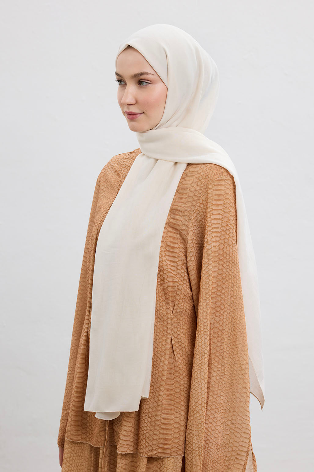 Pamuk İpek Şal Ekru