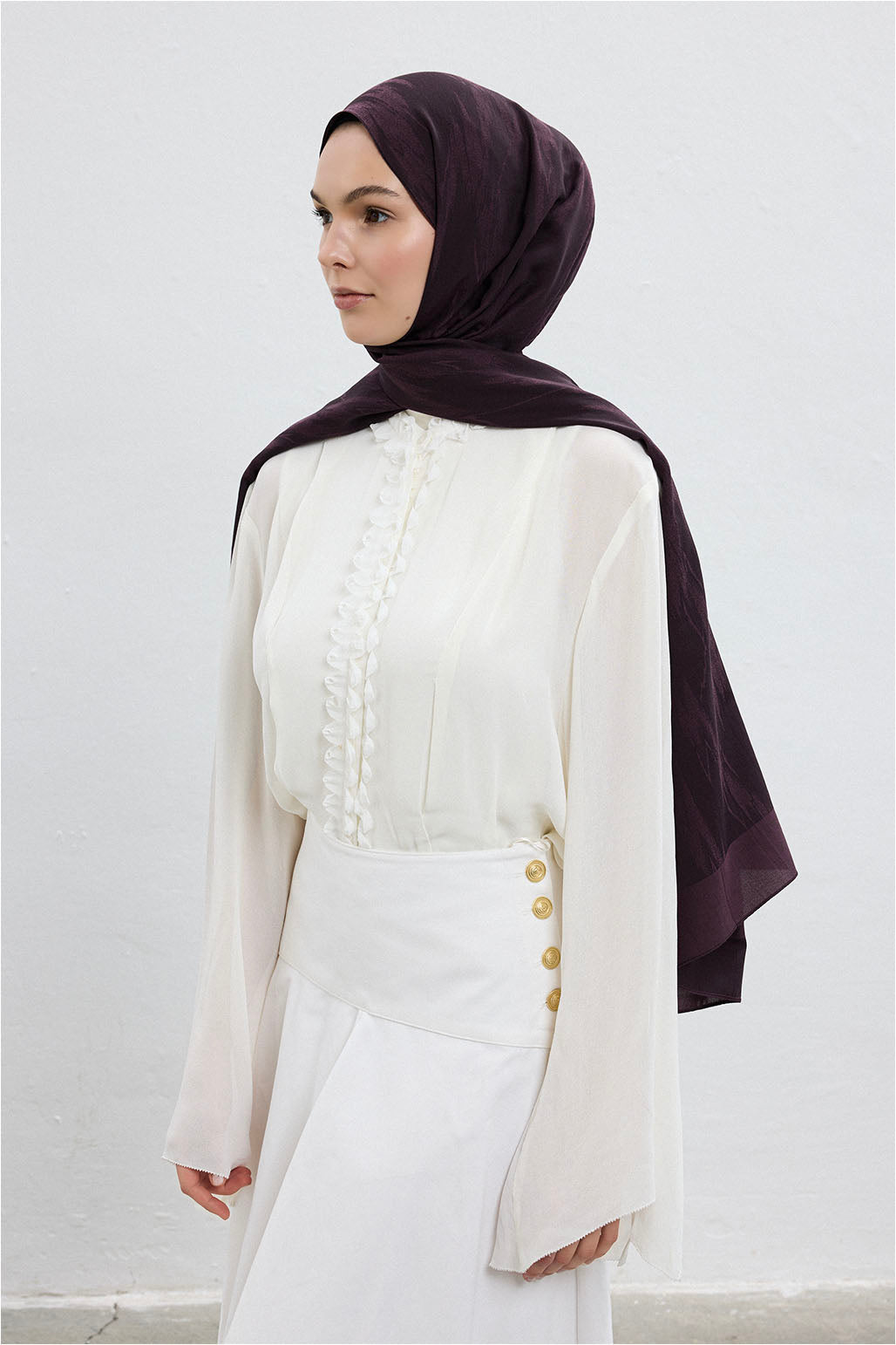 Pamuk İpek Şal Soft Mürdüm