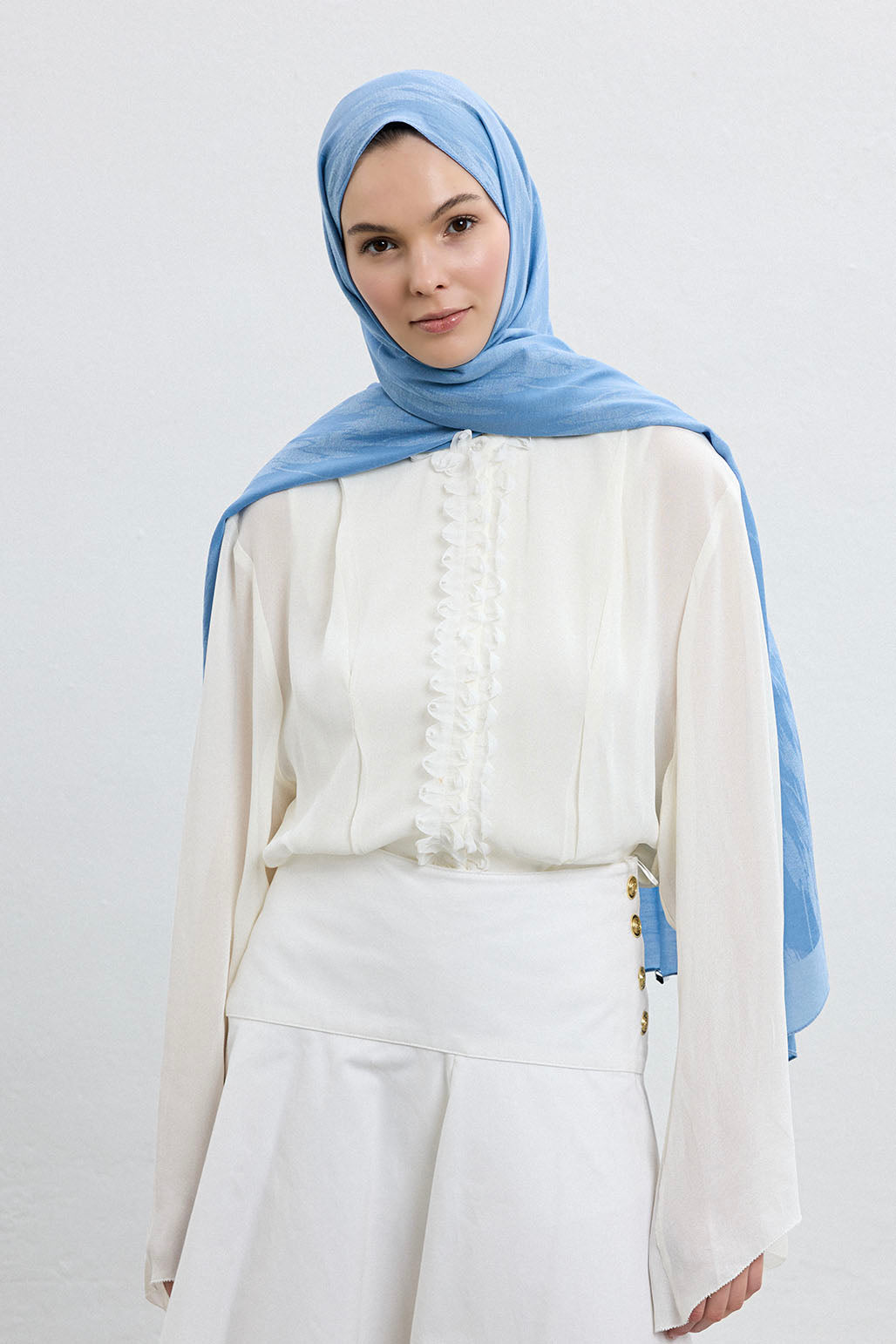 Cotton Line Şal Soft Mavi