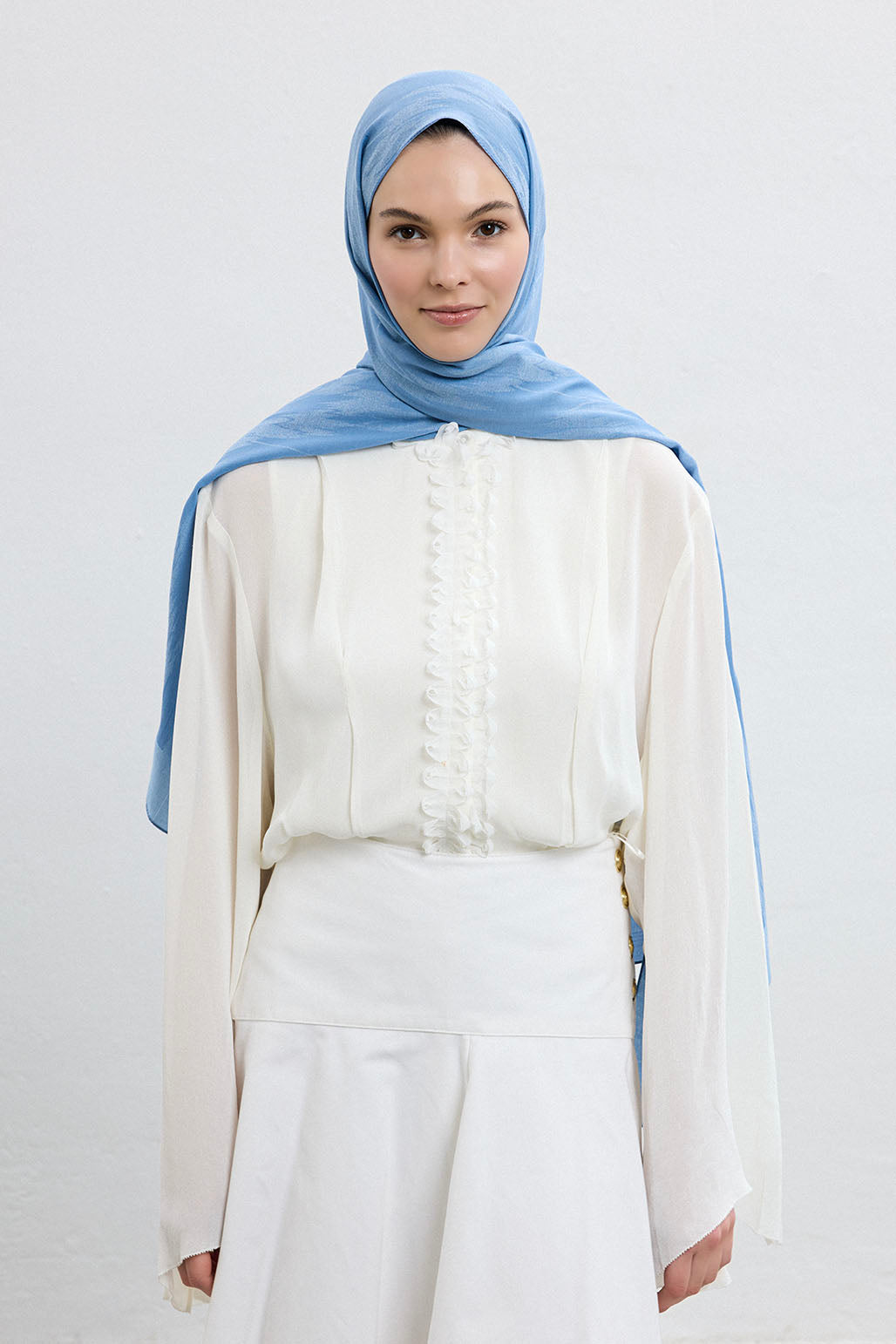 Cotton Line Şal Soft Mavi