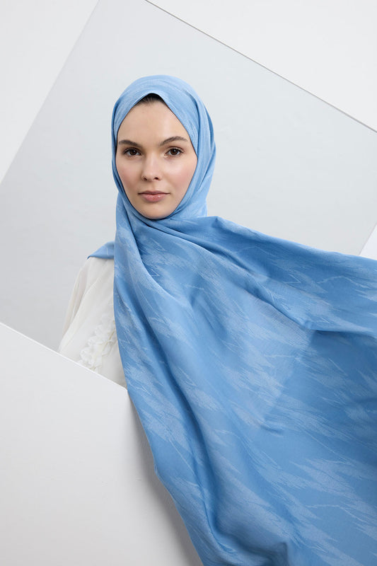 Pamuk İpek Şal Soft Mavi