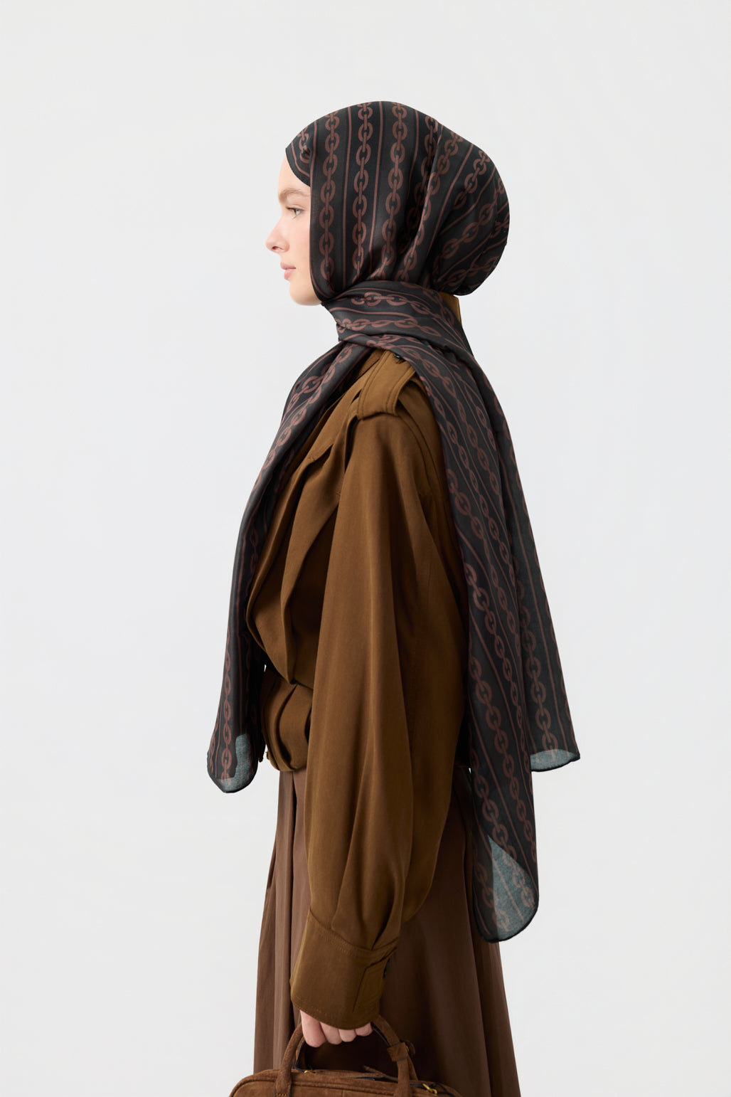 Cotton Twill Şal Chain Kahve