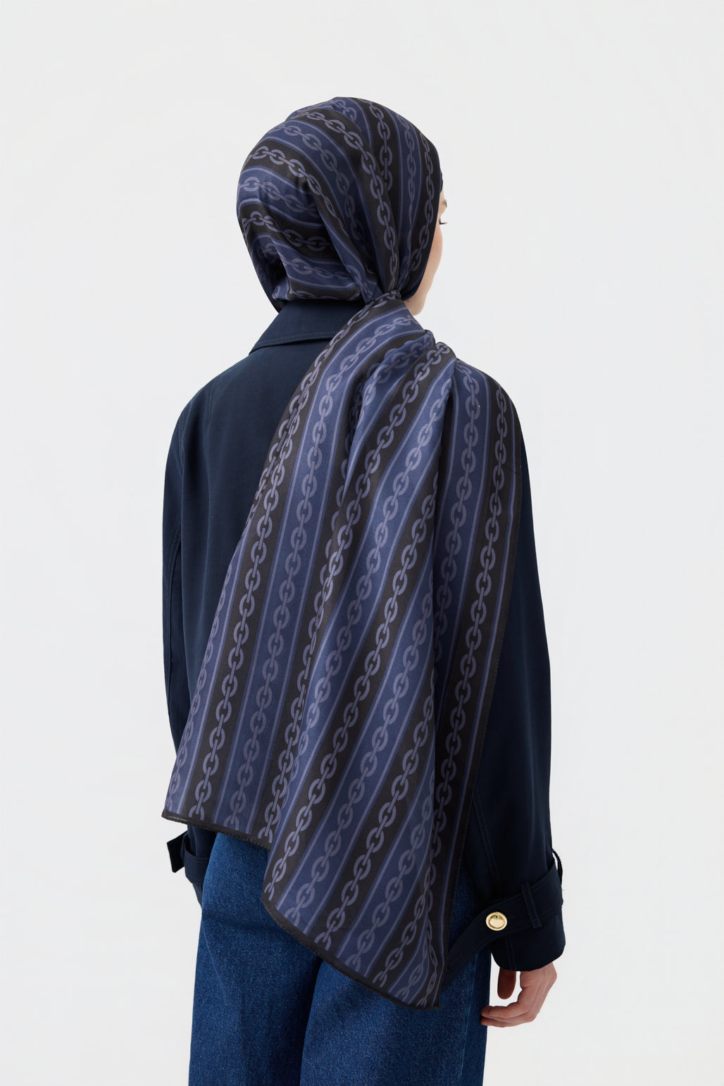 Cotton Twill Şal Chain Lacivert
