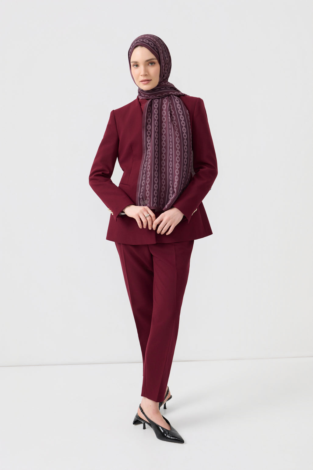 Cotton Twill Şal Chain Mürdüm