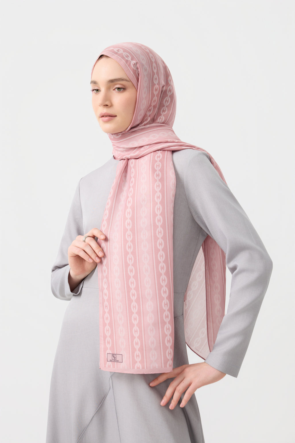 Cotton Twill Şal Chain Pembe
