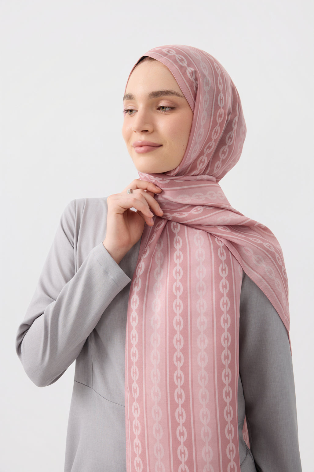 Cotton Twill Şal Chain Pembe