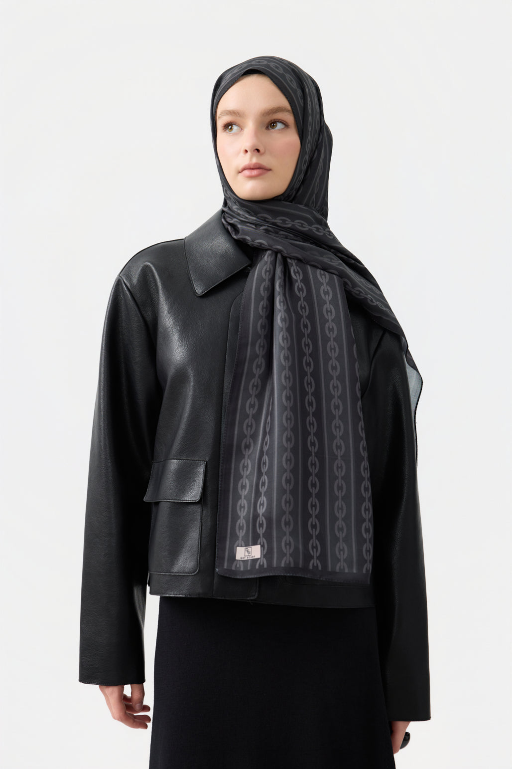 Cotton Twill Şal Chain Siyah