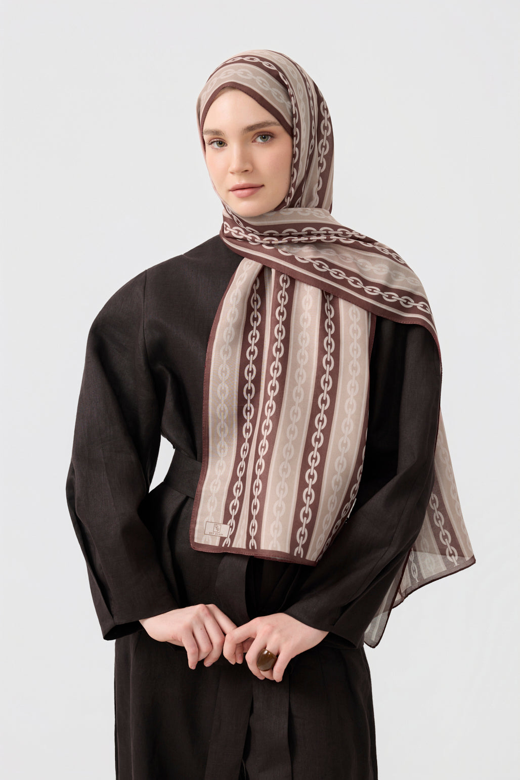 Cotton Twill Şal Chain Sütlü Kahve