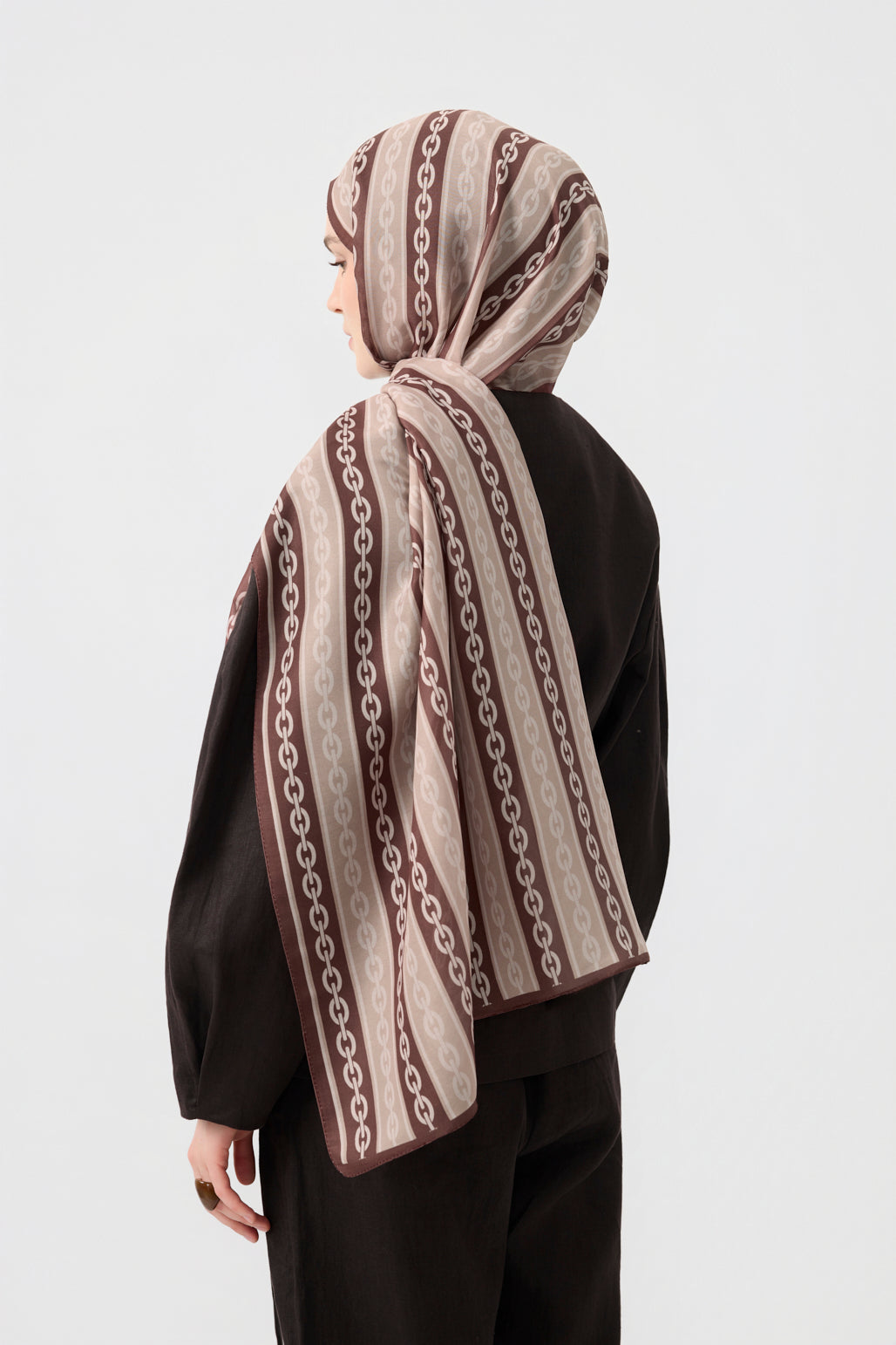 Cotton Twill Şal Chain Sütlü Kahve