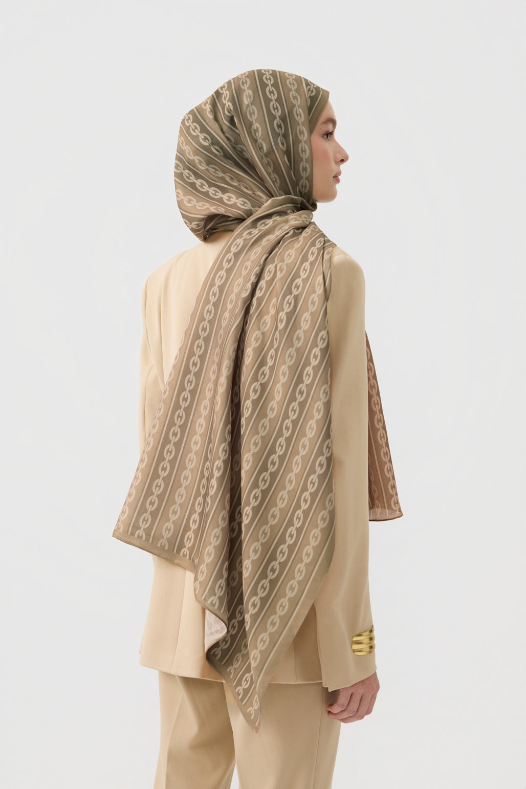 Cotton Twill Şal Chain Yağ Yeşili
