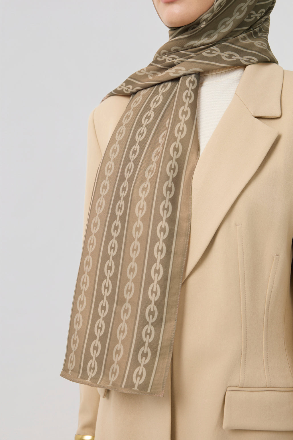 Cotton Twill Şal Chain Yağ Yeşili