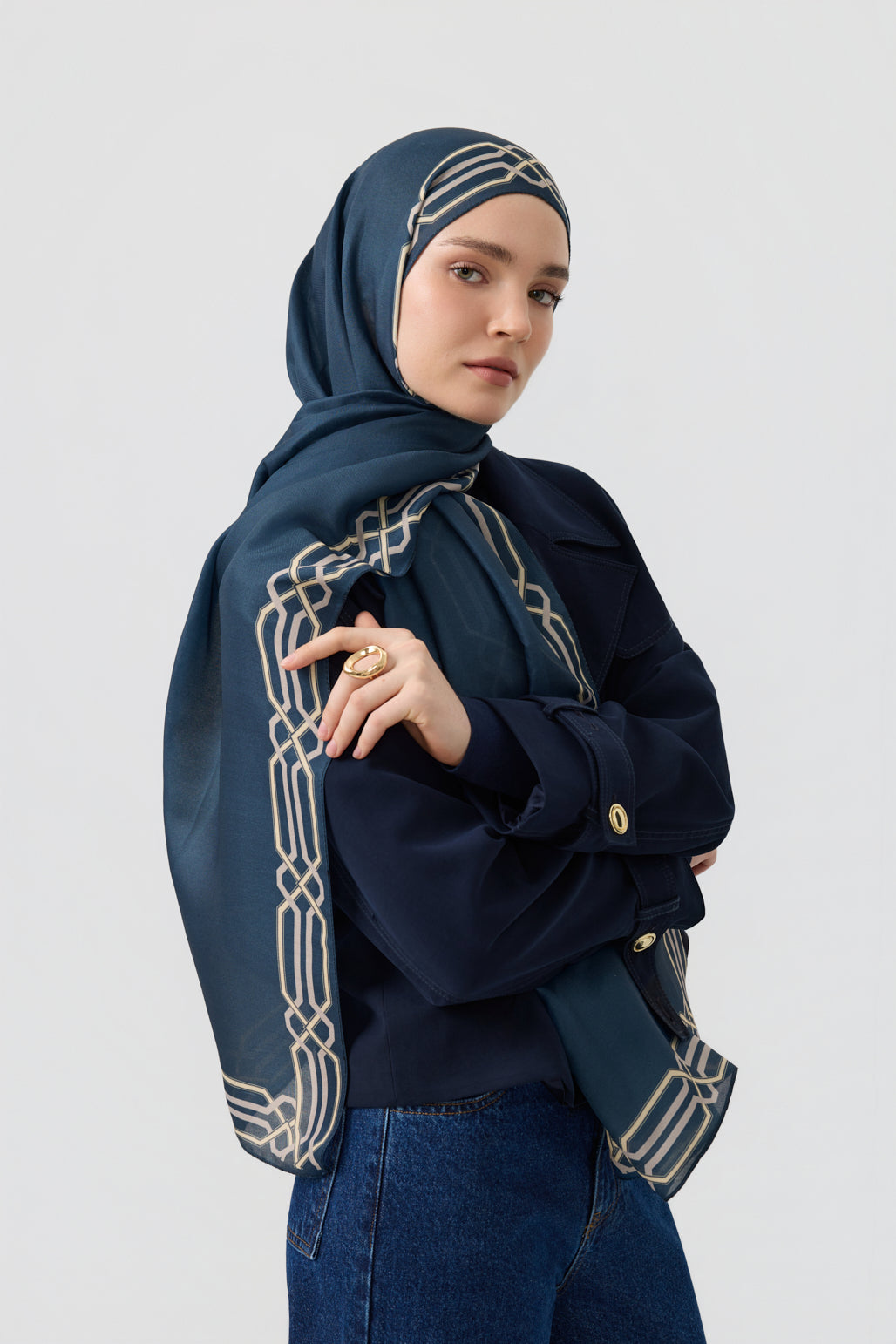 Cotton Twill Şal İnterlock İndigo