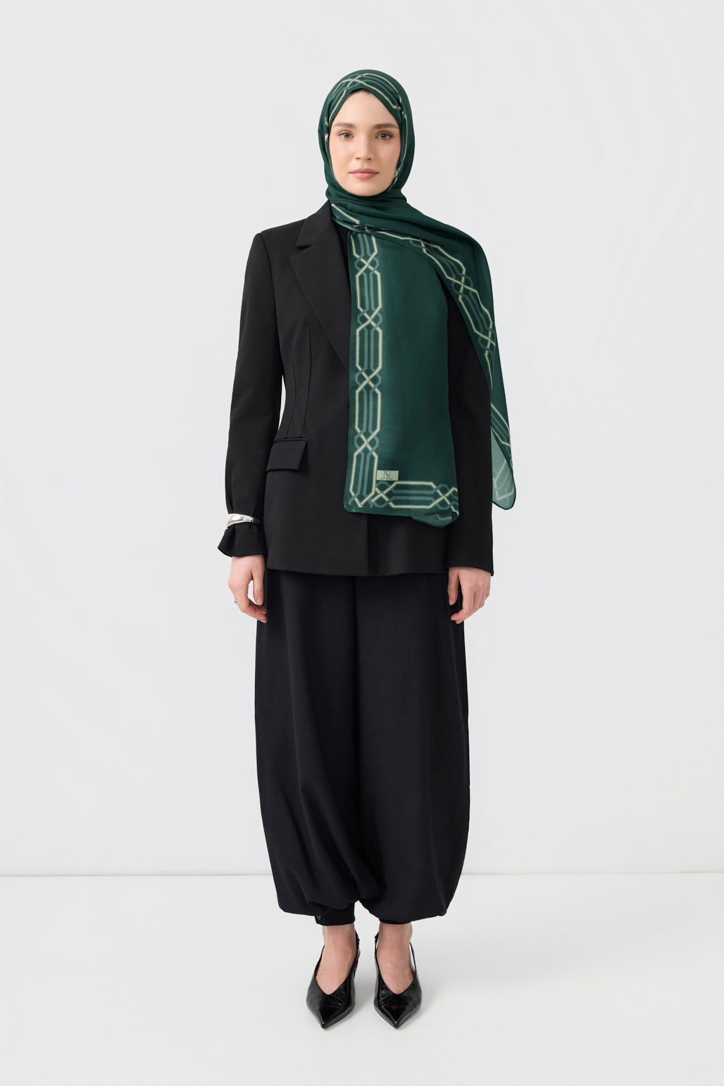 Cotton Twill Şal İnterlock Koyu Yeşil