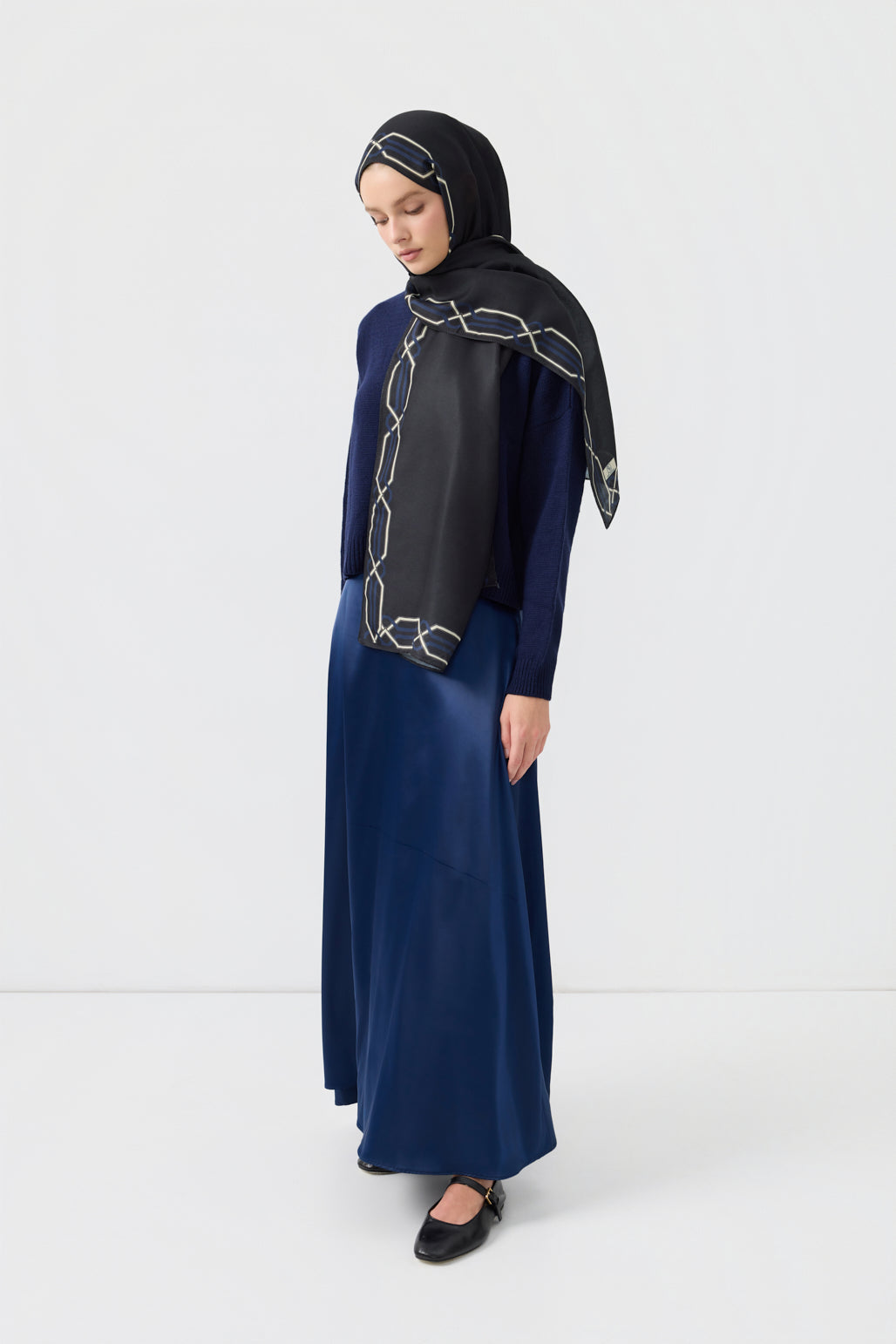 Cotton Twill Şal İnterlock Lacivert