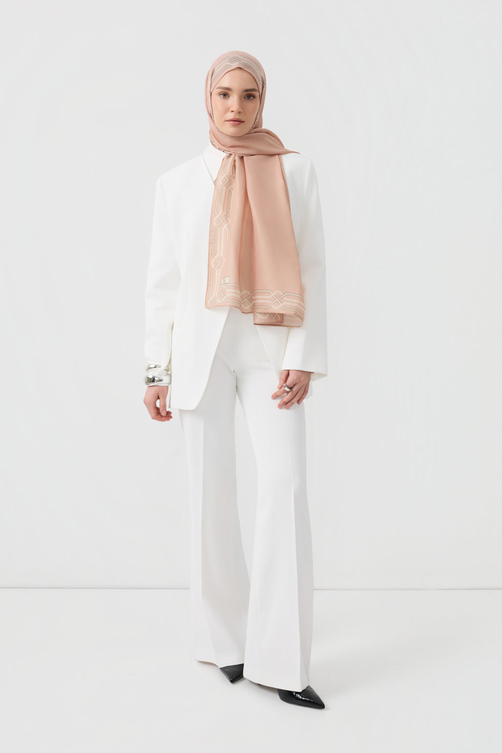 Cotton Twill Şal İnterlock Pudra