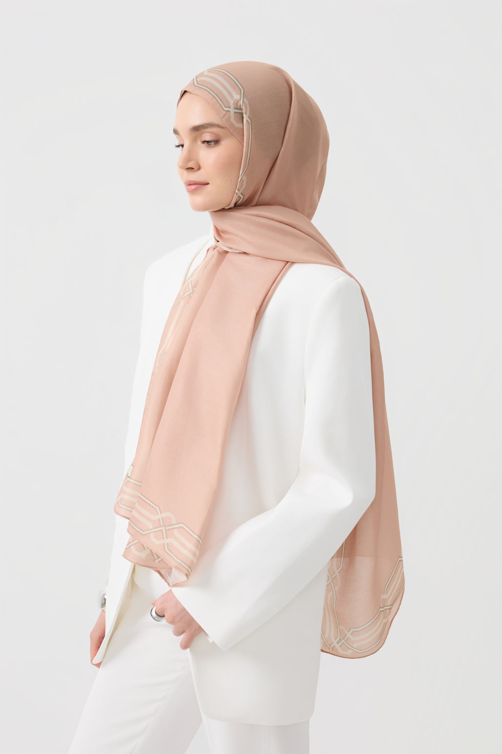 Cotton Twill Şal İnterlock Pudra