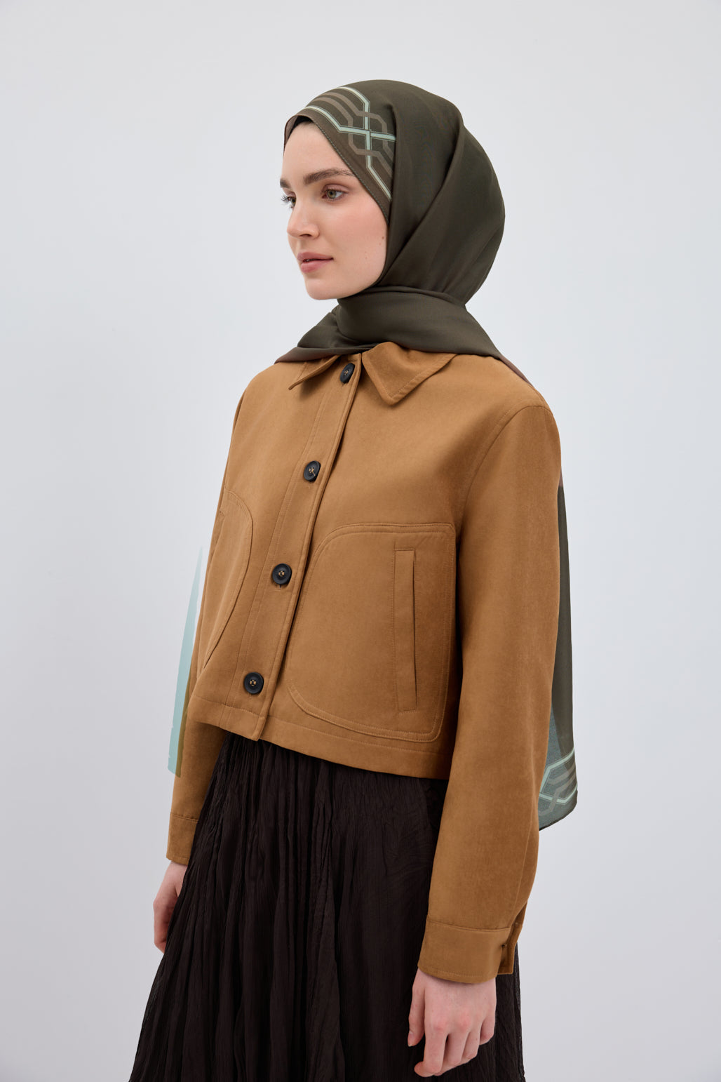 Cotton Twill Şal İnterlock Yağ Yeşili
