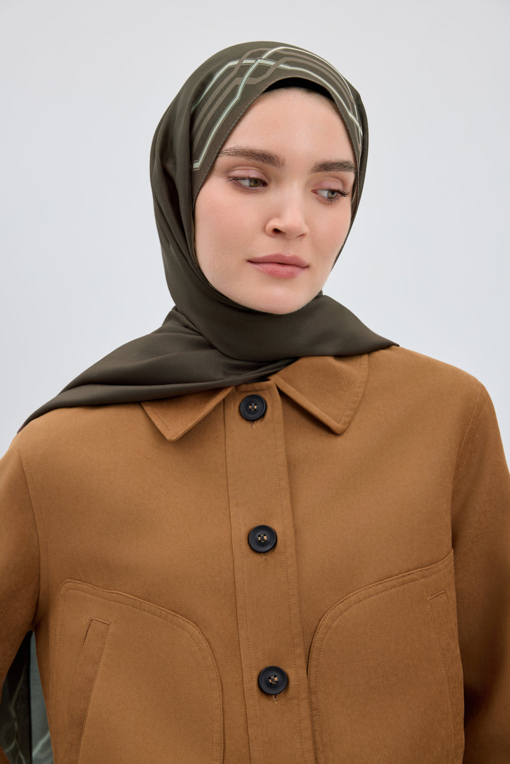 Cotton Twill Şal İnterlock Yağ Yeşili
