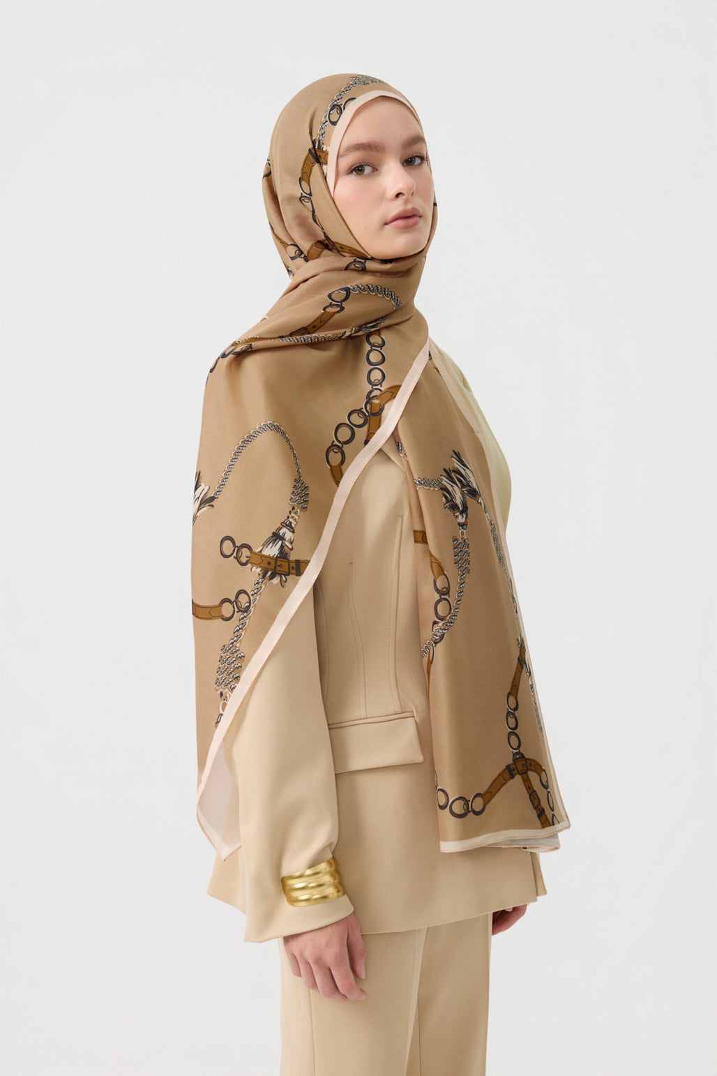 Cotton Twill Şal Linkage Camel