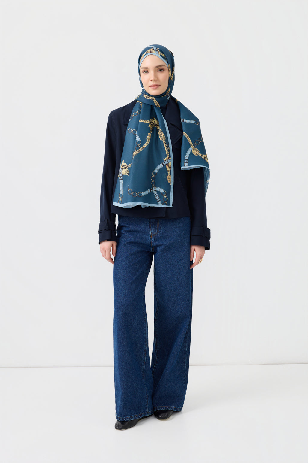 Cotton Twill Şal Linkage İndigo