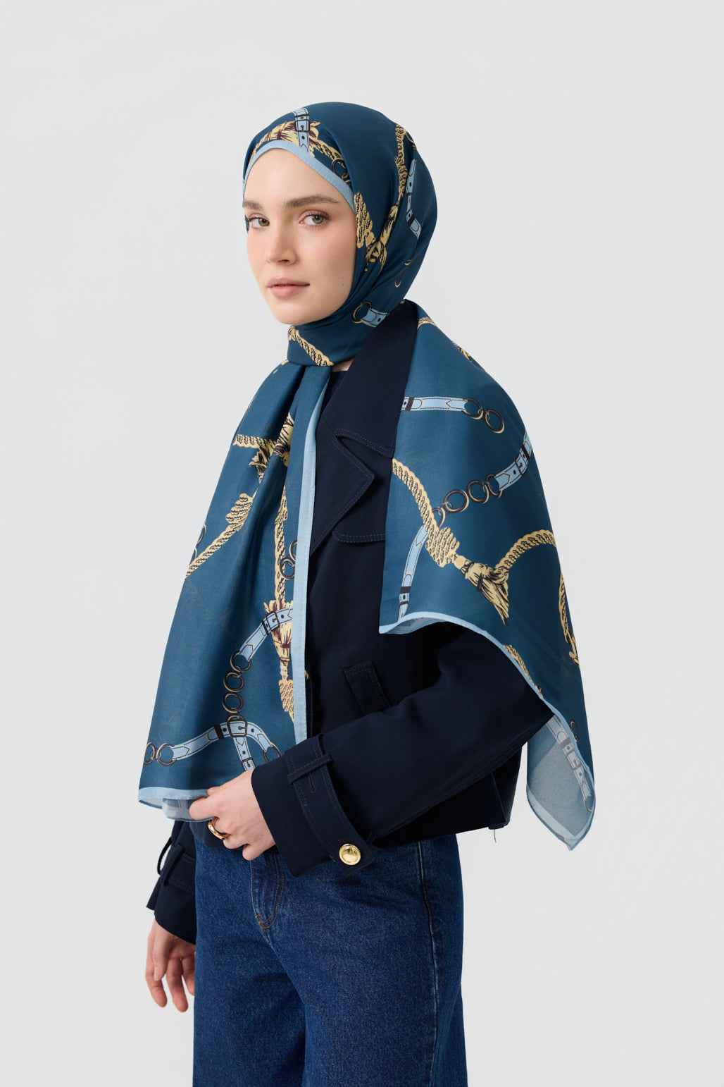 Cotton Twill Şal Linkage İndigo
