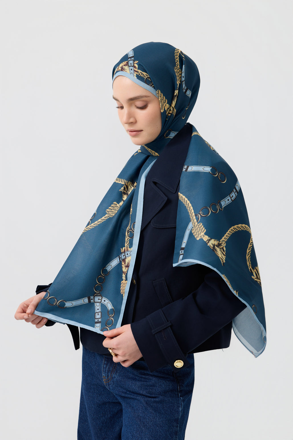 Cotton Twill Şal Linkage İndigo