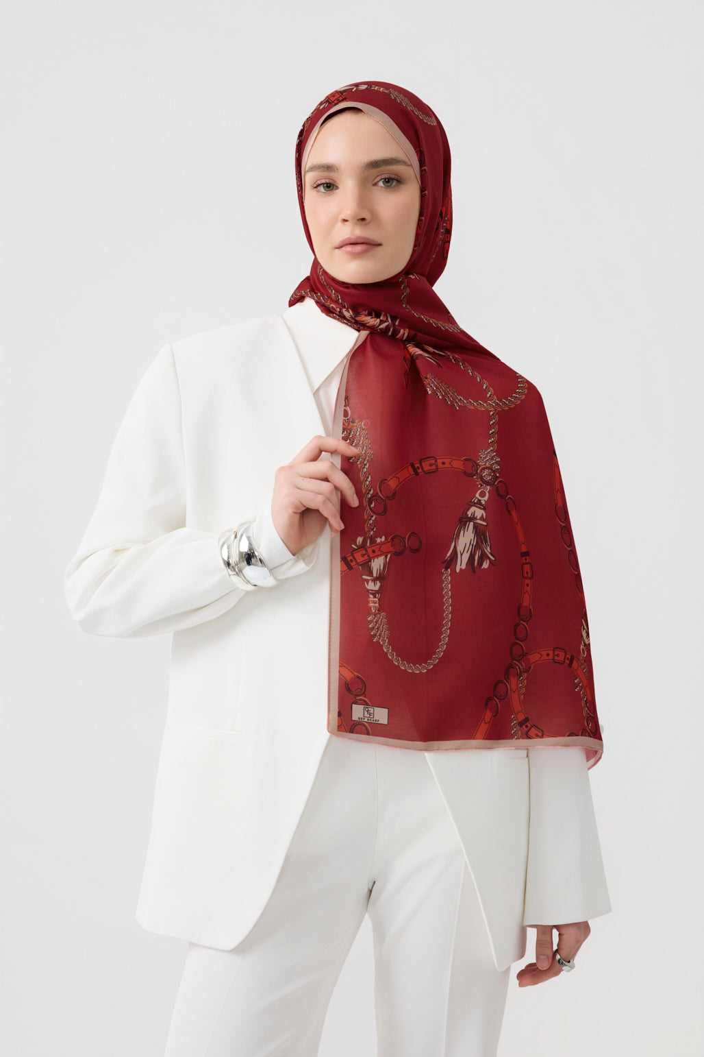Cotton Twill Şal Linkage Kırmızı