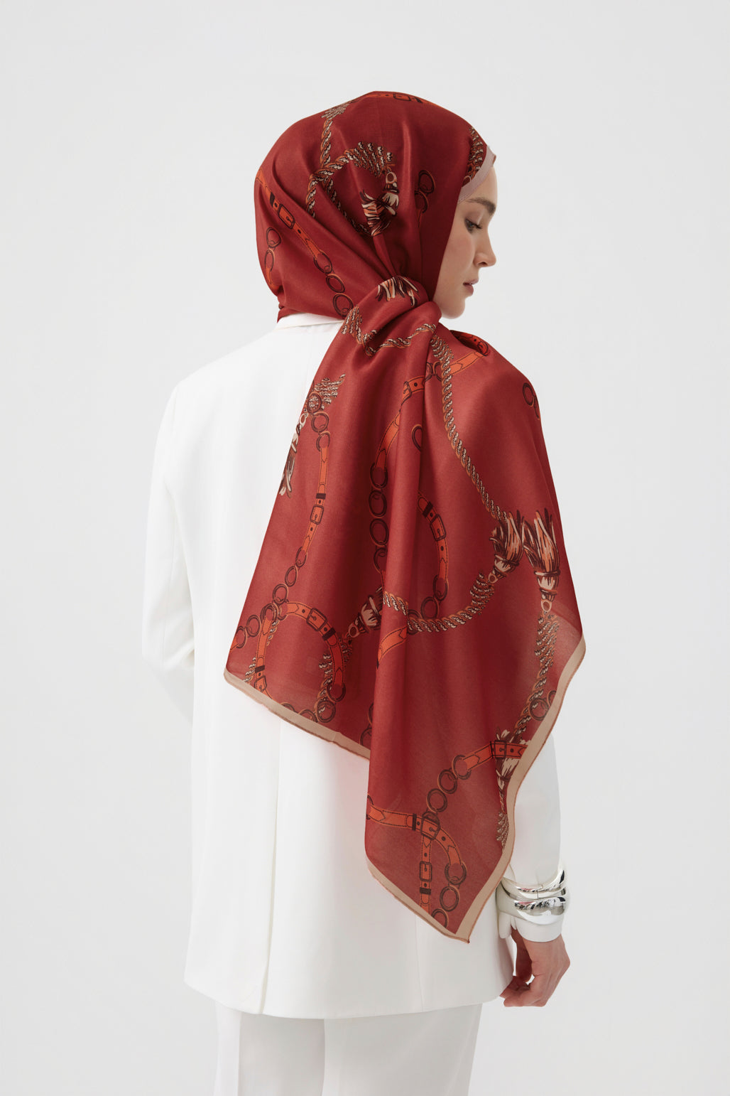 Cotton Twill Şal Linkage Kırmızı