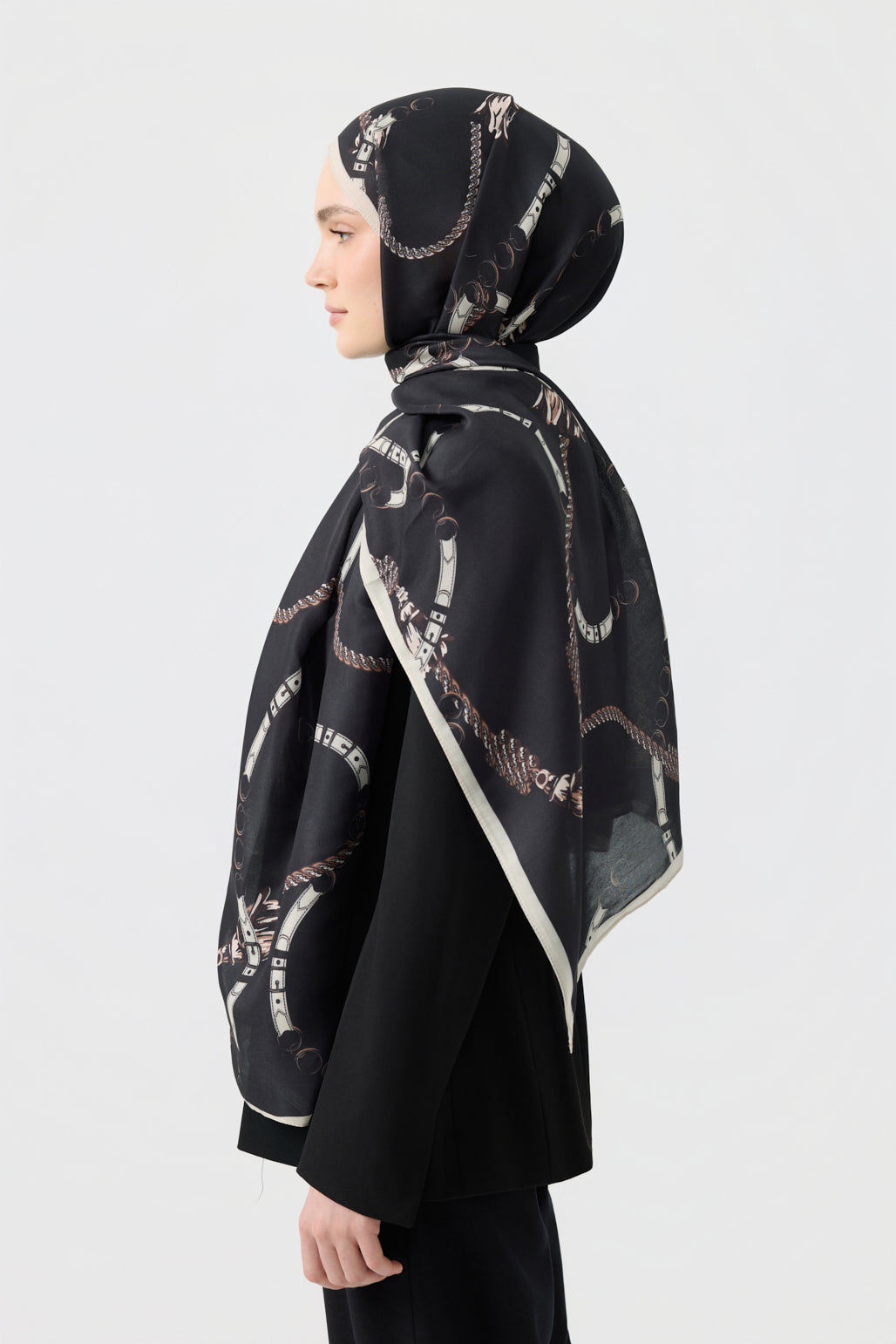 Cotton Twill Şal Linkage Siyah