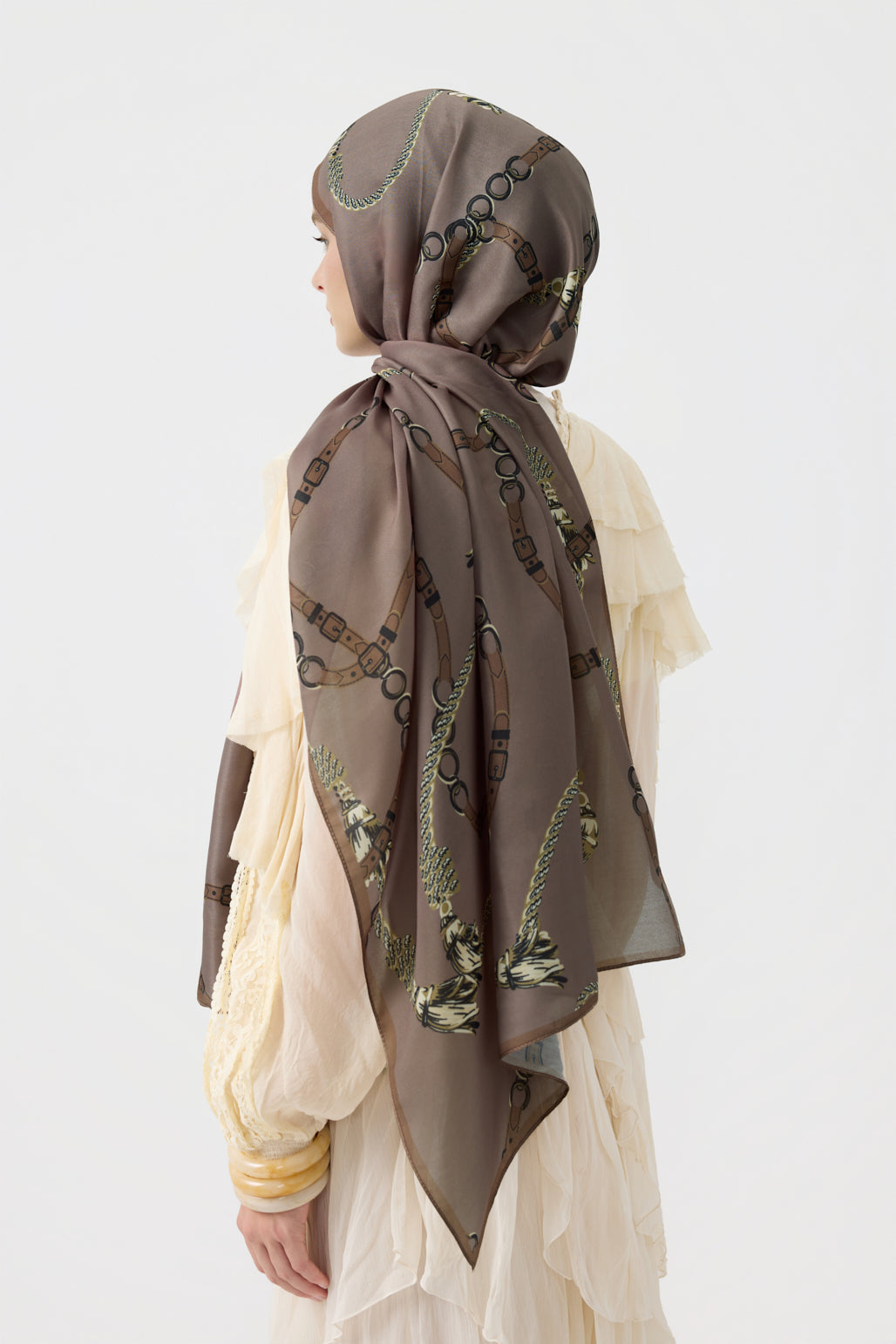 Cotton Twill Şal Linkage Soğuk Kahve
