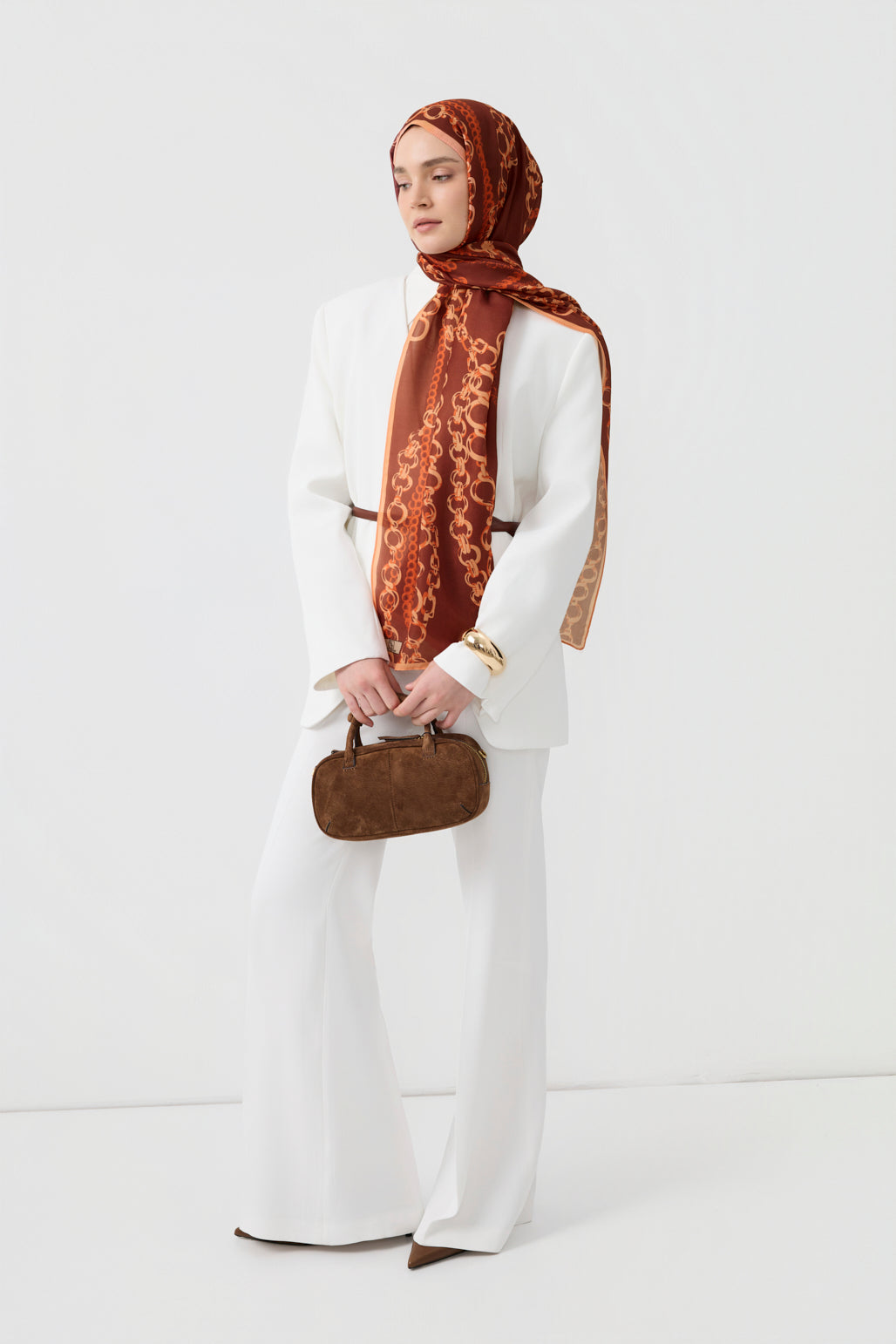 Cotton Twill Şal Loop Line Bordo