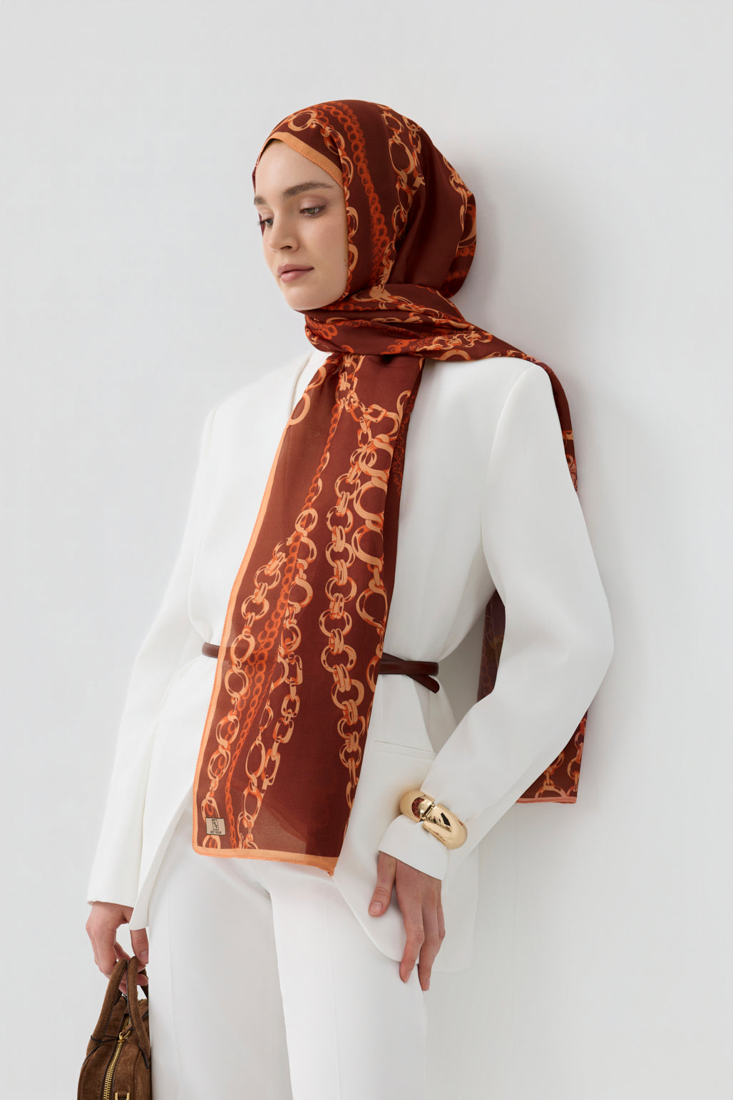 Cotton Twill Şal Loop Line Bordo