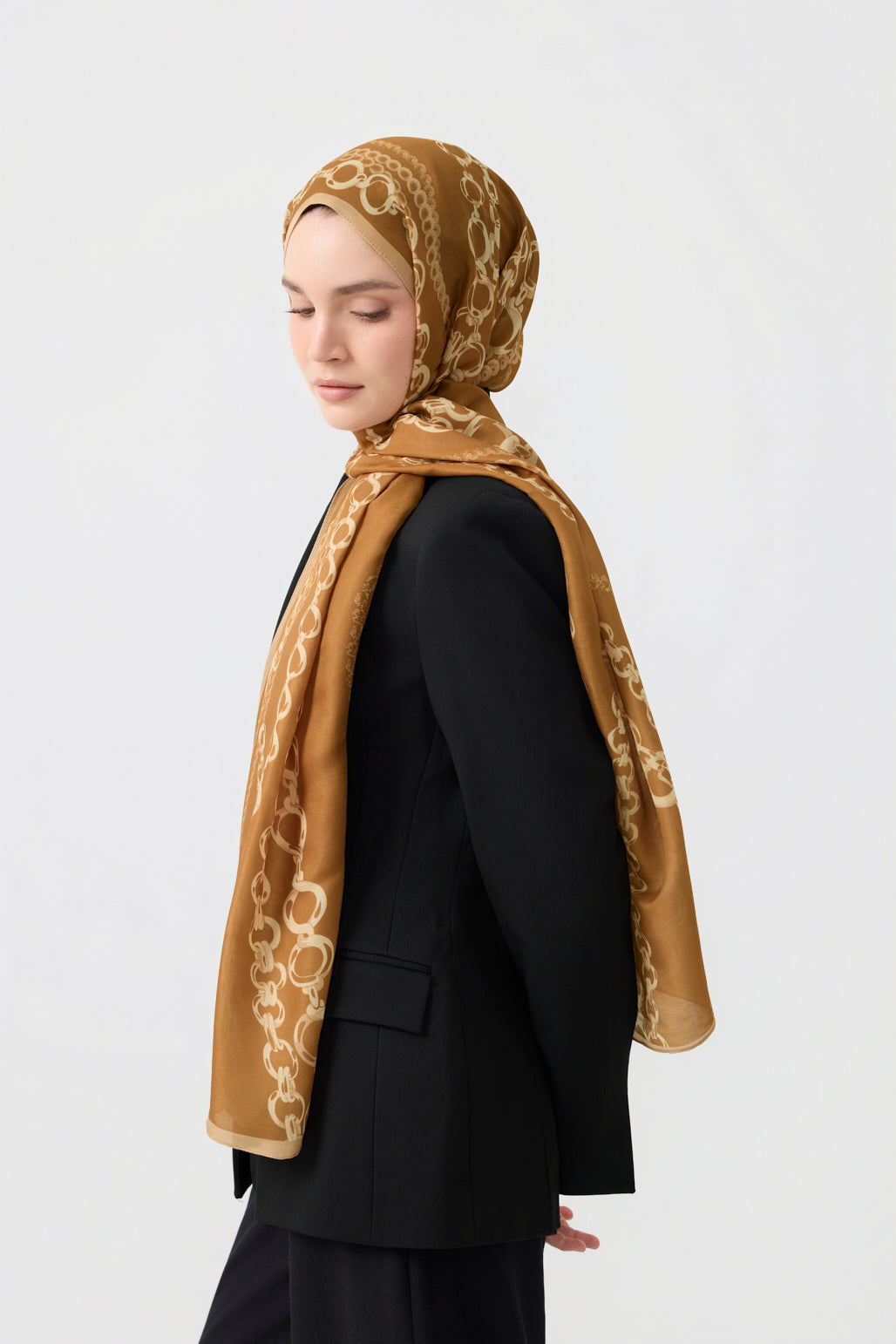 Cotton Twill Şal Loop Line Camel
