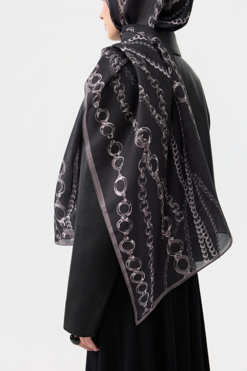 Cotton Twill Şal Loop Line Gri