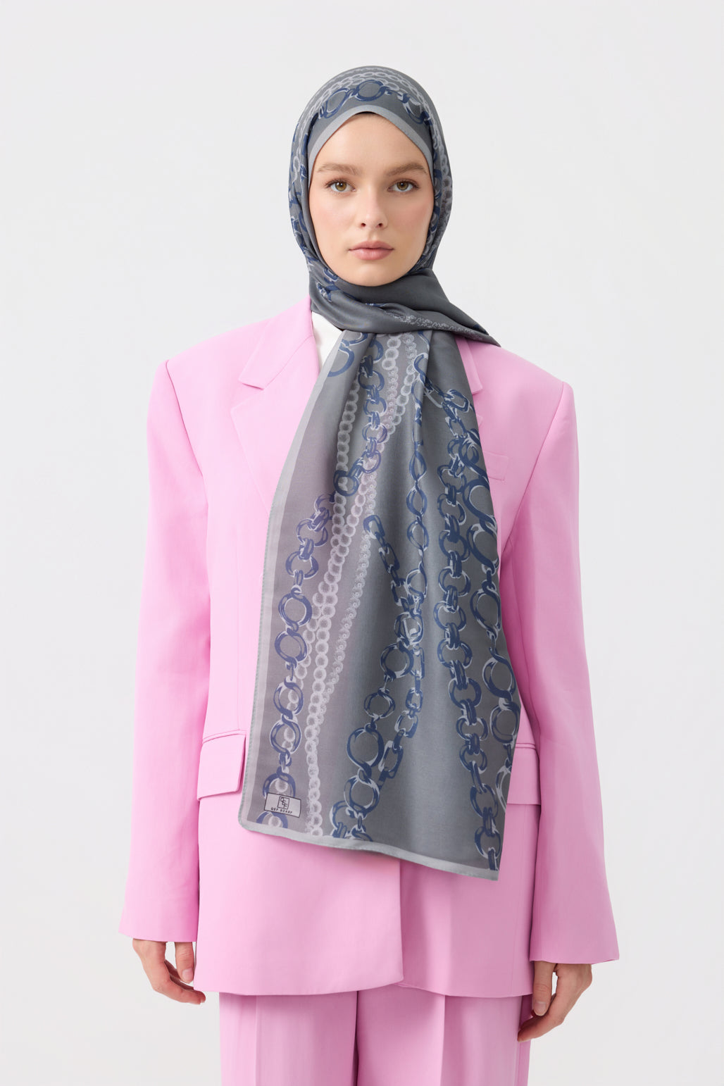 Cotton Twill Şal Loop Line Gümüş