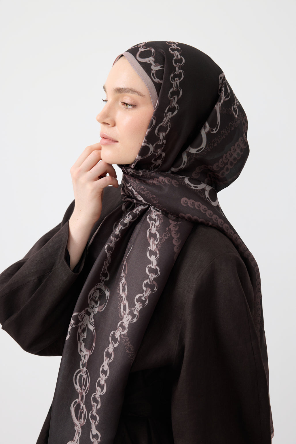 Cotton Twill Şal Loop Line Kahve
