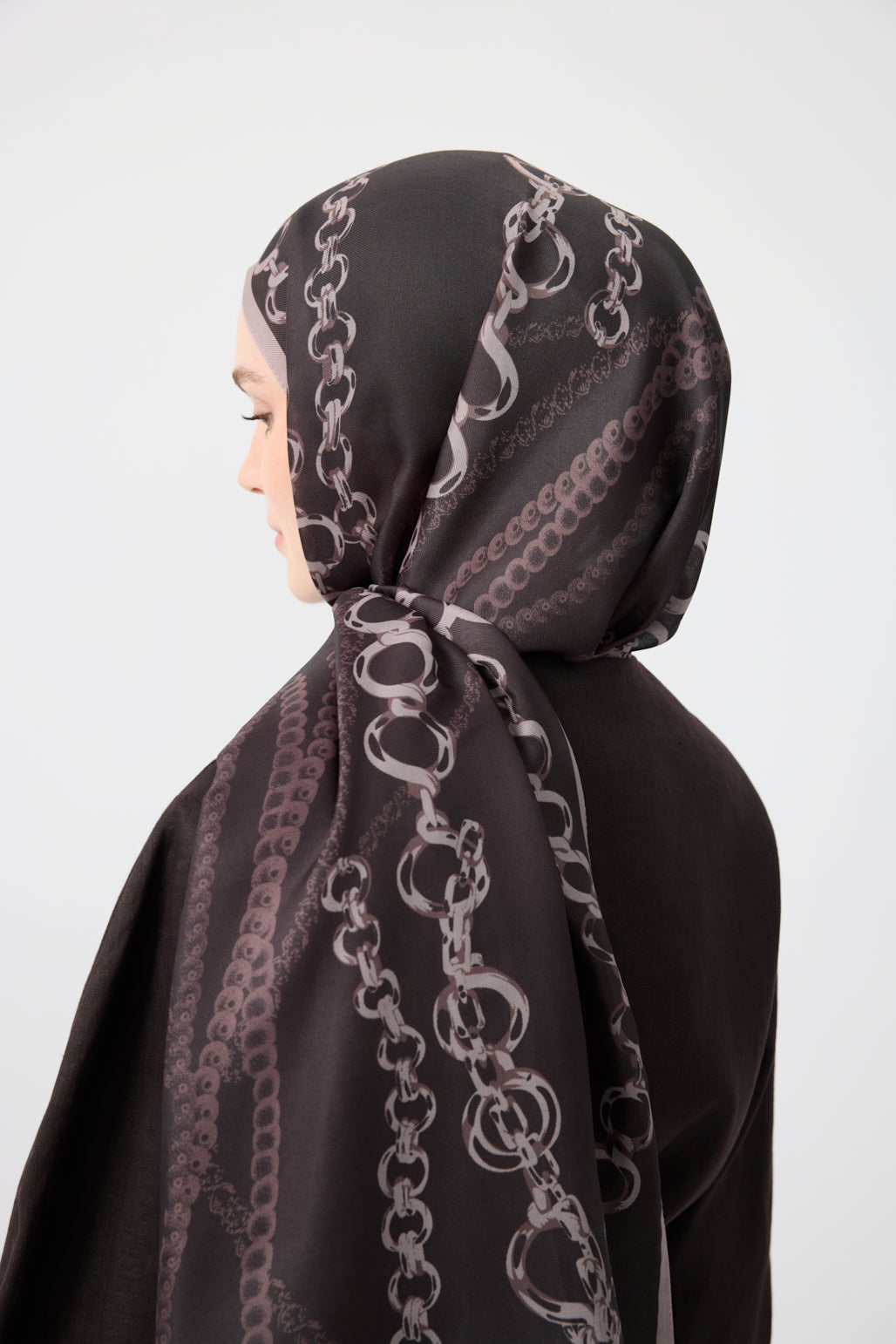 Cotton Twill Şal Loop Line Kahve