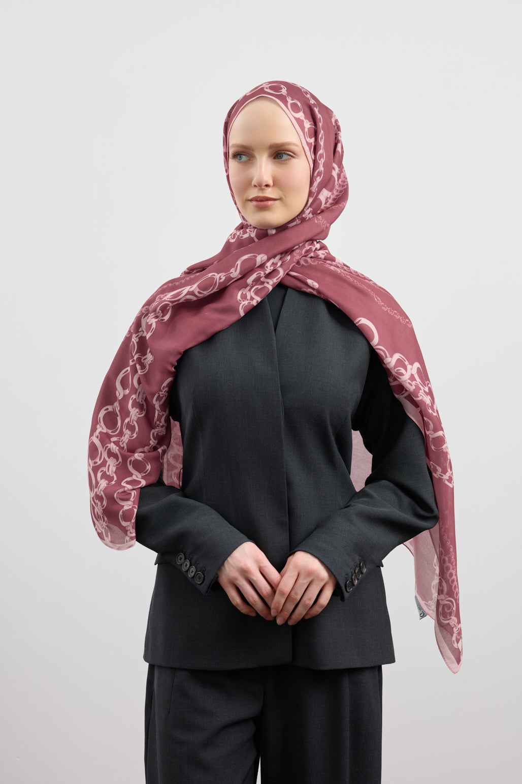 Cotton Twill Şal Loop Line Mürdüm Eriği