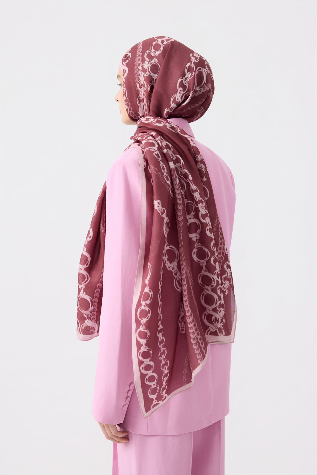 Cotton Twill Şal Loop Line Mürdüm Eriği