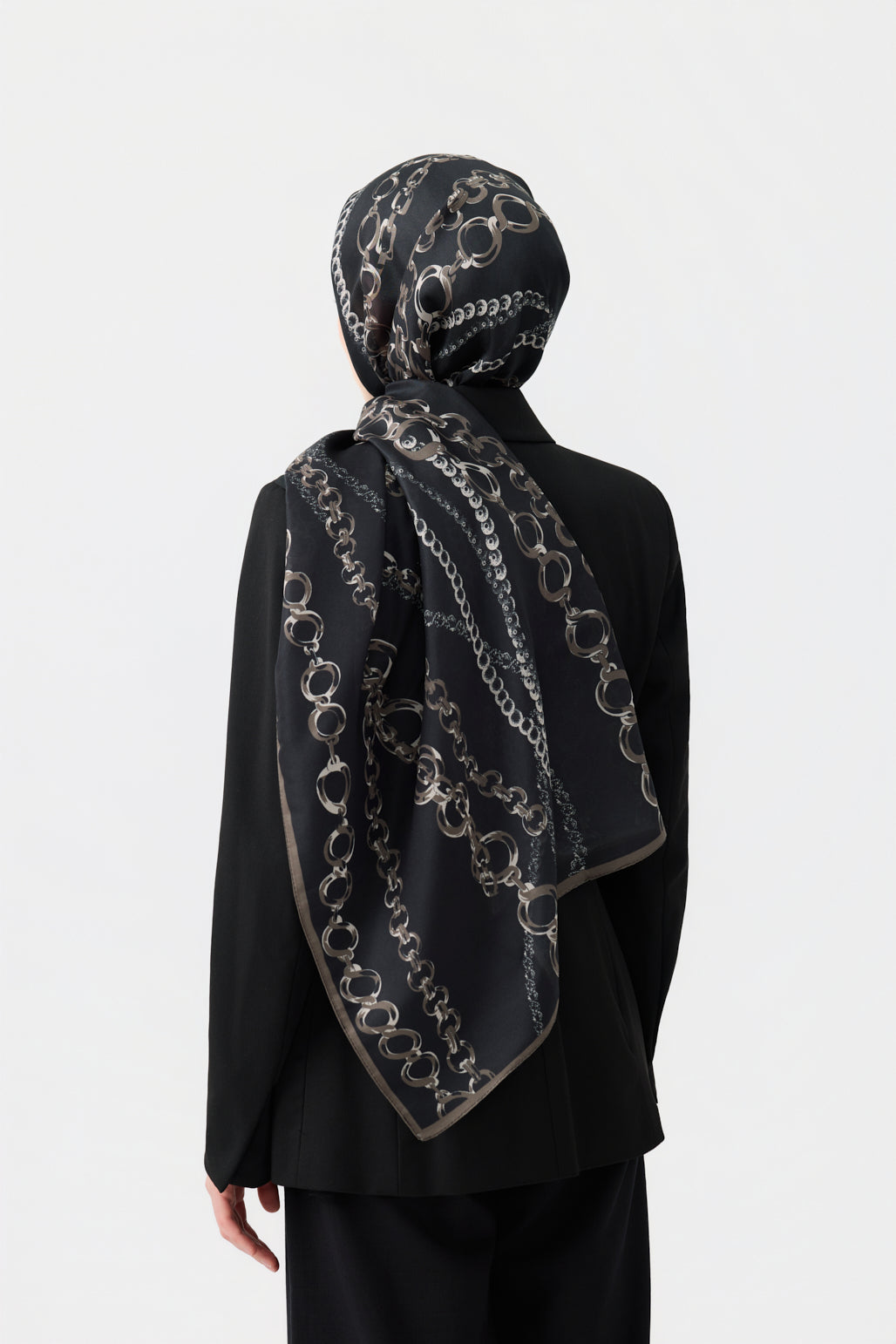 Cotton Twill Şal Loop Line Siyah
