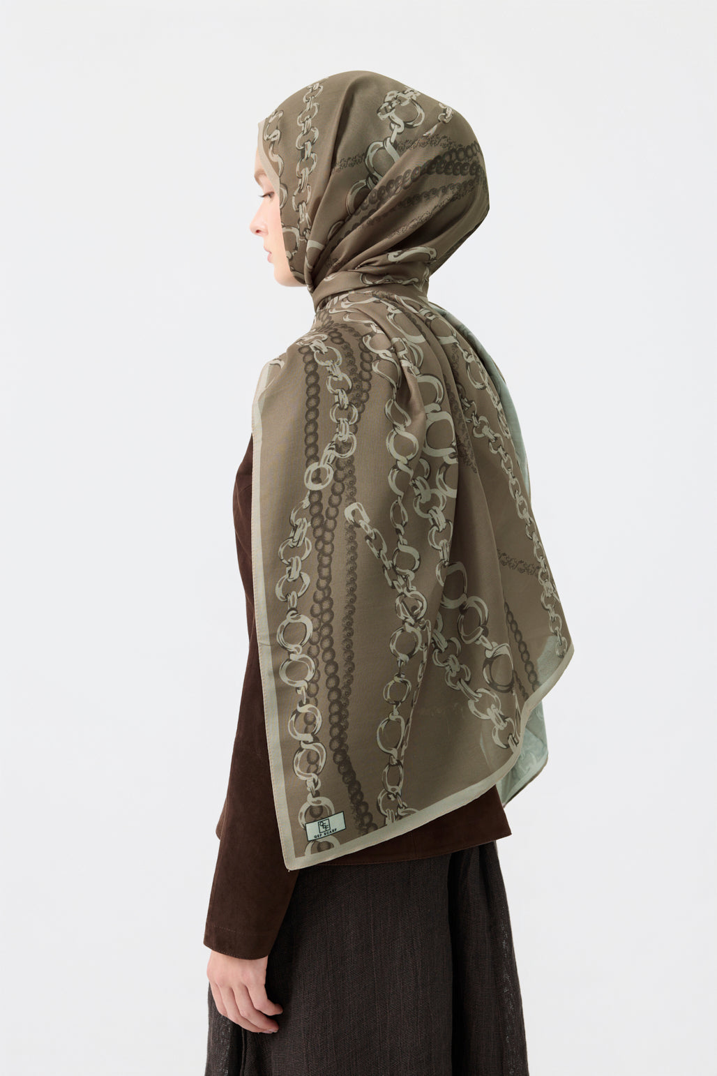 Cotton Twill Şal Loop Line Sütlü Kahve