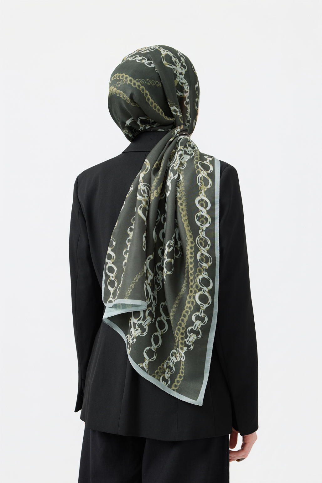 Cotton Twill Şal Loop Line Zeytin Yeşili