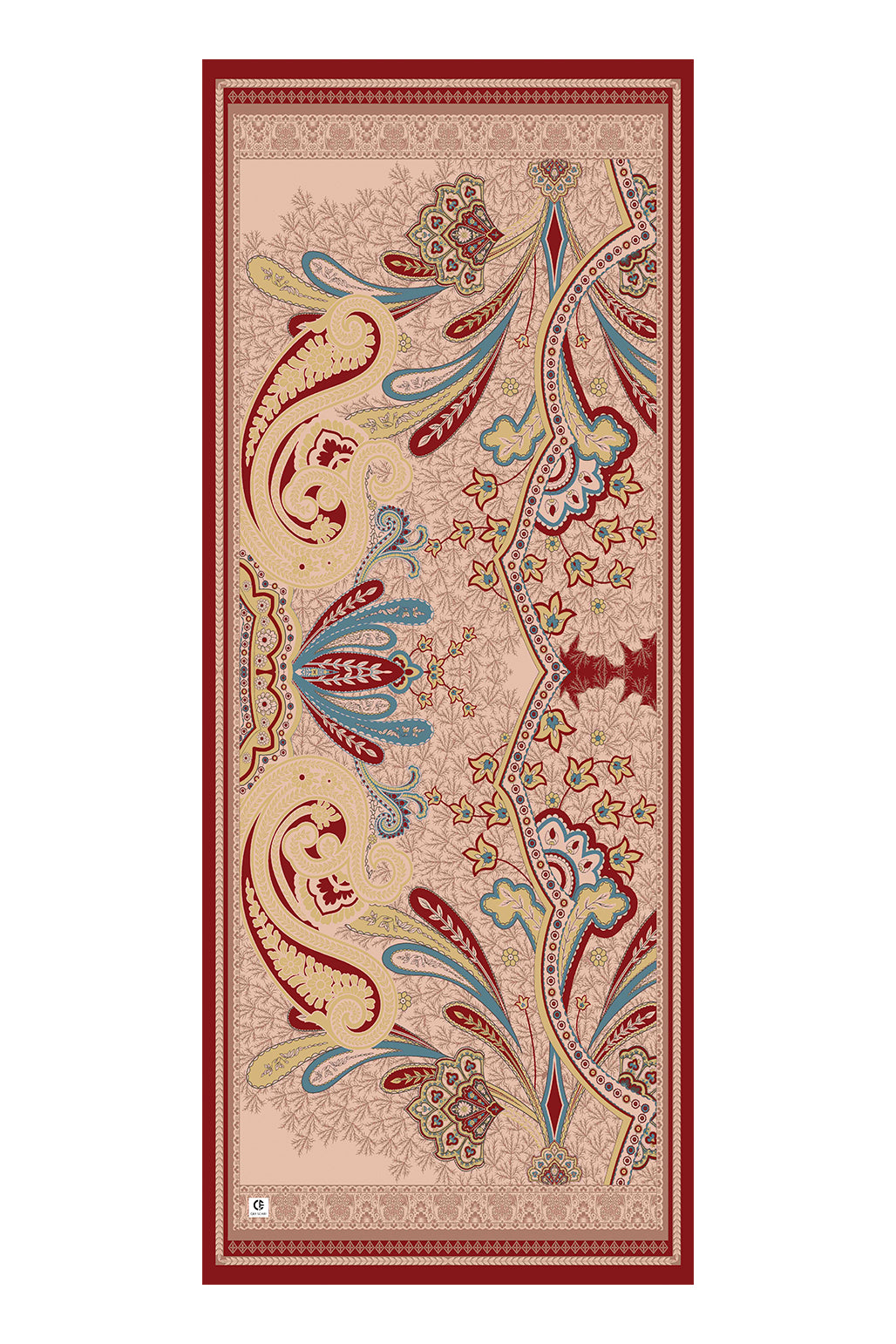 Cupra Prive Desenli Şal Blossom Bordo