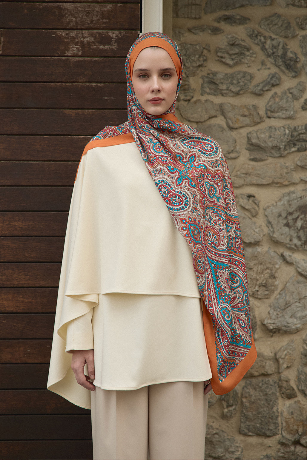 Deluxe İpek Pamuk Desenli Şal