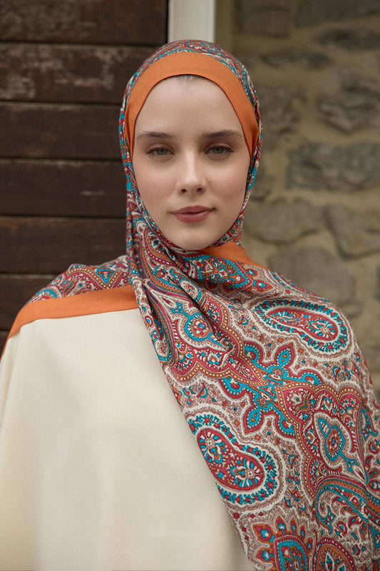 Deluxe İpek Pamuk Desenli Şal