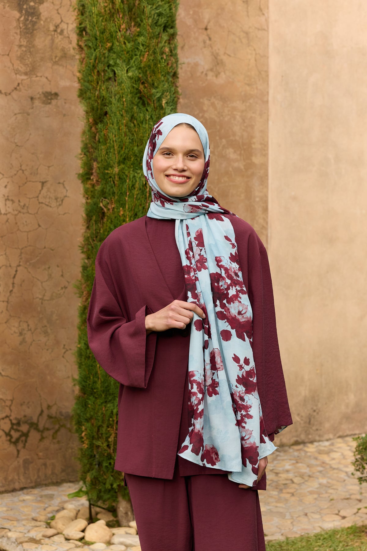 Deluxe Summer Flow Şal Bordo