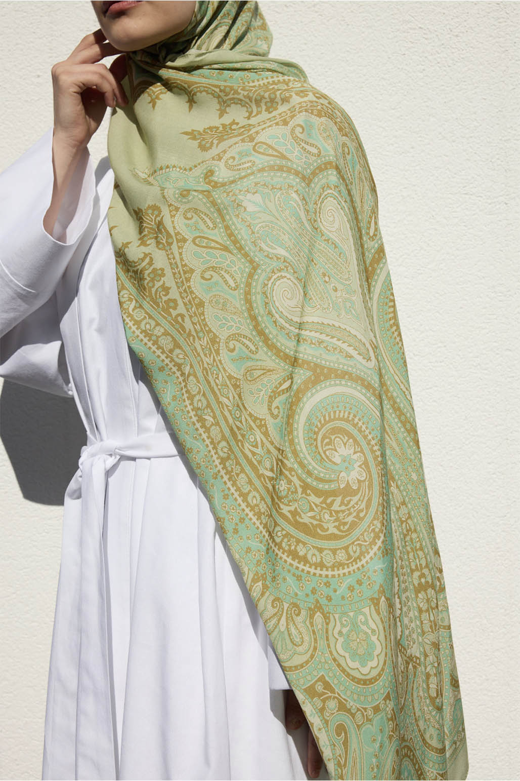 Deluxe Desenli Şal Çağla Yeşili