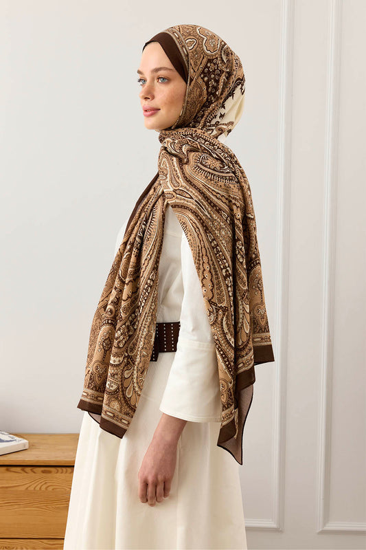 Deluxe Desenli Şal Kahve Alice